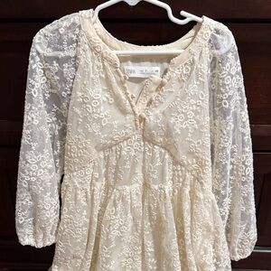 Zara Ivory Floral Lace Dress